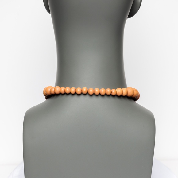 BEADED WOODEN NECKLACE, TERRACOTTA COLOR - Picture 2 of 3